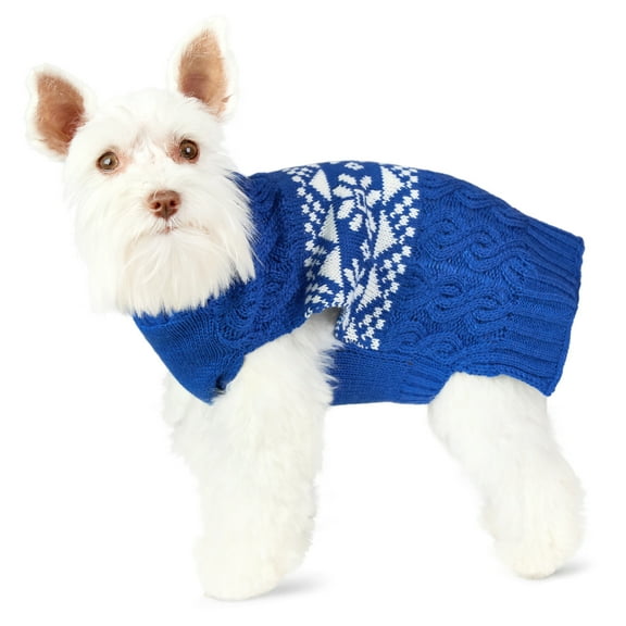 Vibrant Life Holiday Pet Sweater for Cats & Dogs, Snowflakes, Blue, Extra Small