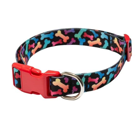 Vibrant Life Bone Print Fashion Dog Collar, Multicolored, Medium