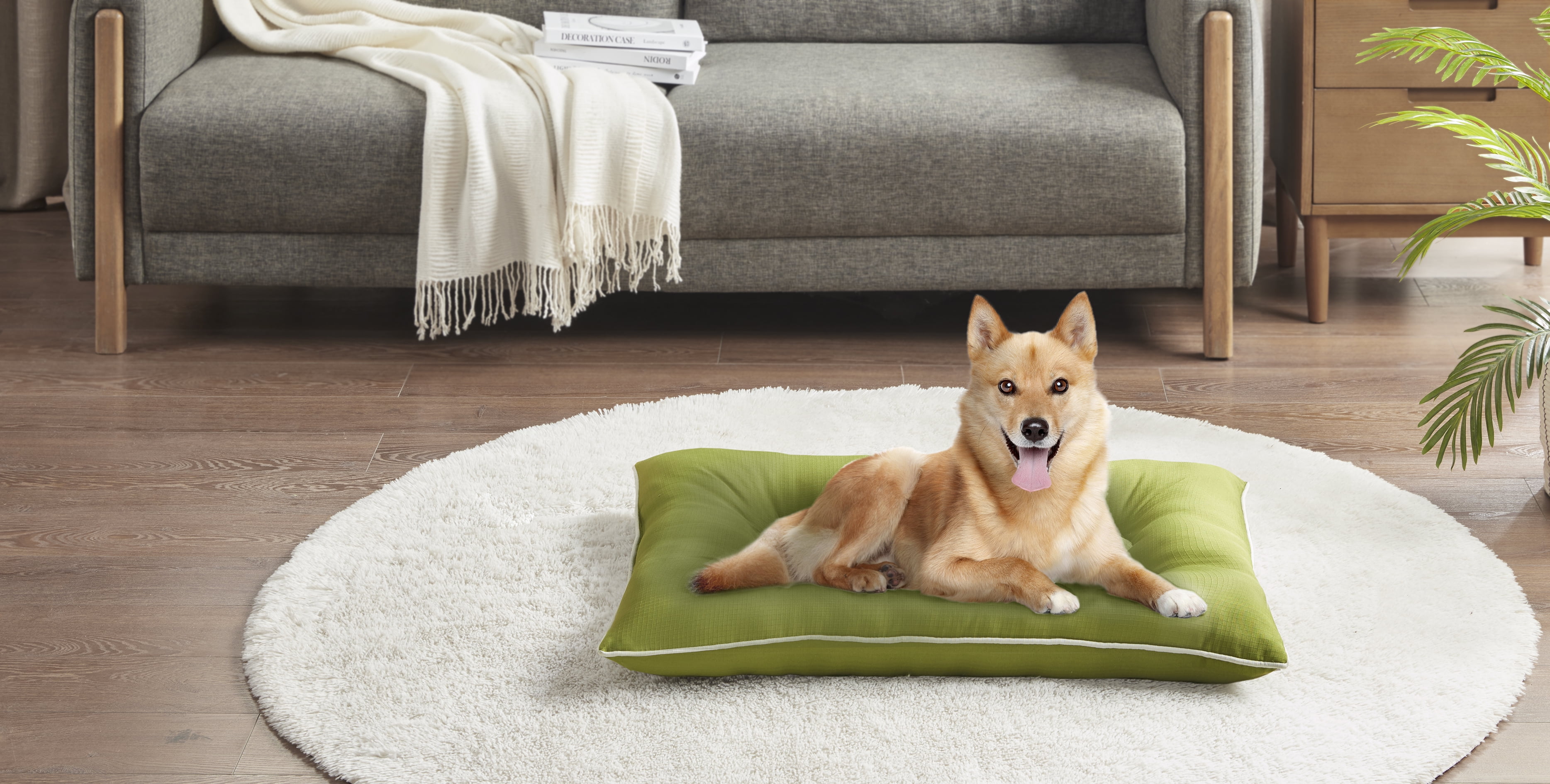 Vibrant Life Bone Tufted Pet Pillow Bed Green for Medium Size Dogs 27