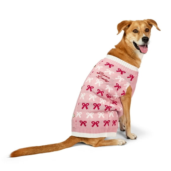Vibrant Life Holiday Pet Sweater for Dogs, Boss Lady Bows, Pink, Large
