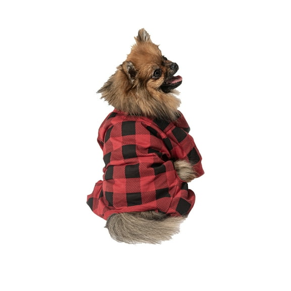 Vibrant Life Buffalo Plaid Dog & Cat Pajamas, Black & Red, Extra Small