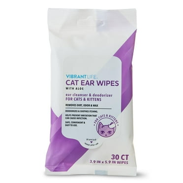 Vibrant Life Cat Ear Wipes with Aloe, 30 Count.  Cat  Ear Care Type of Wipe.