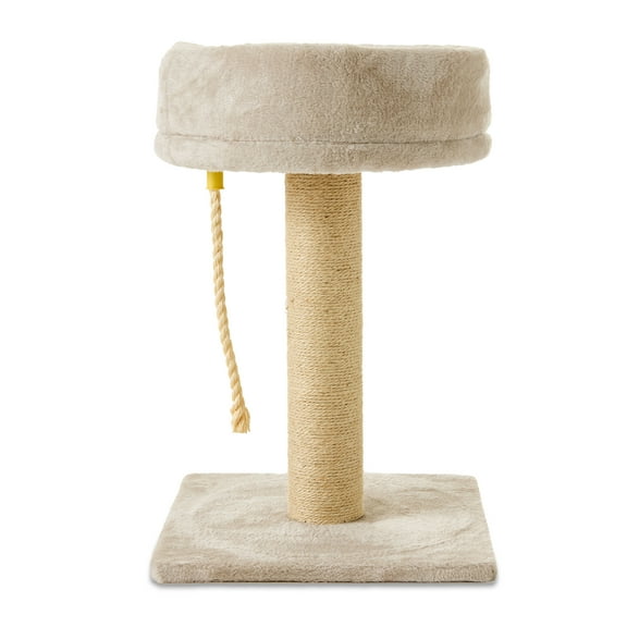 Vibrant Life Natural Jute Scratch Post and Bed for Cats, Tan, 23.62"