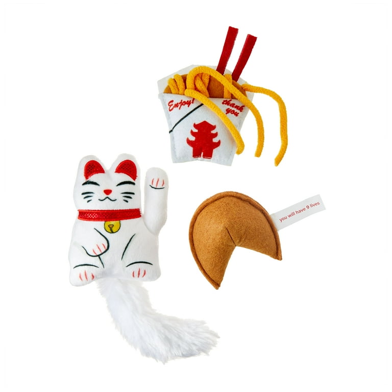 Vibrant Life Lucky Cat Toys with Catnip 3 Pack Plush White Cat