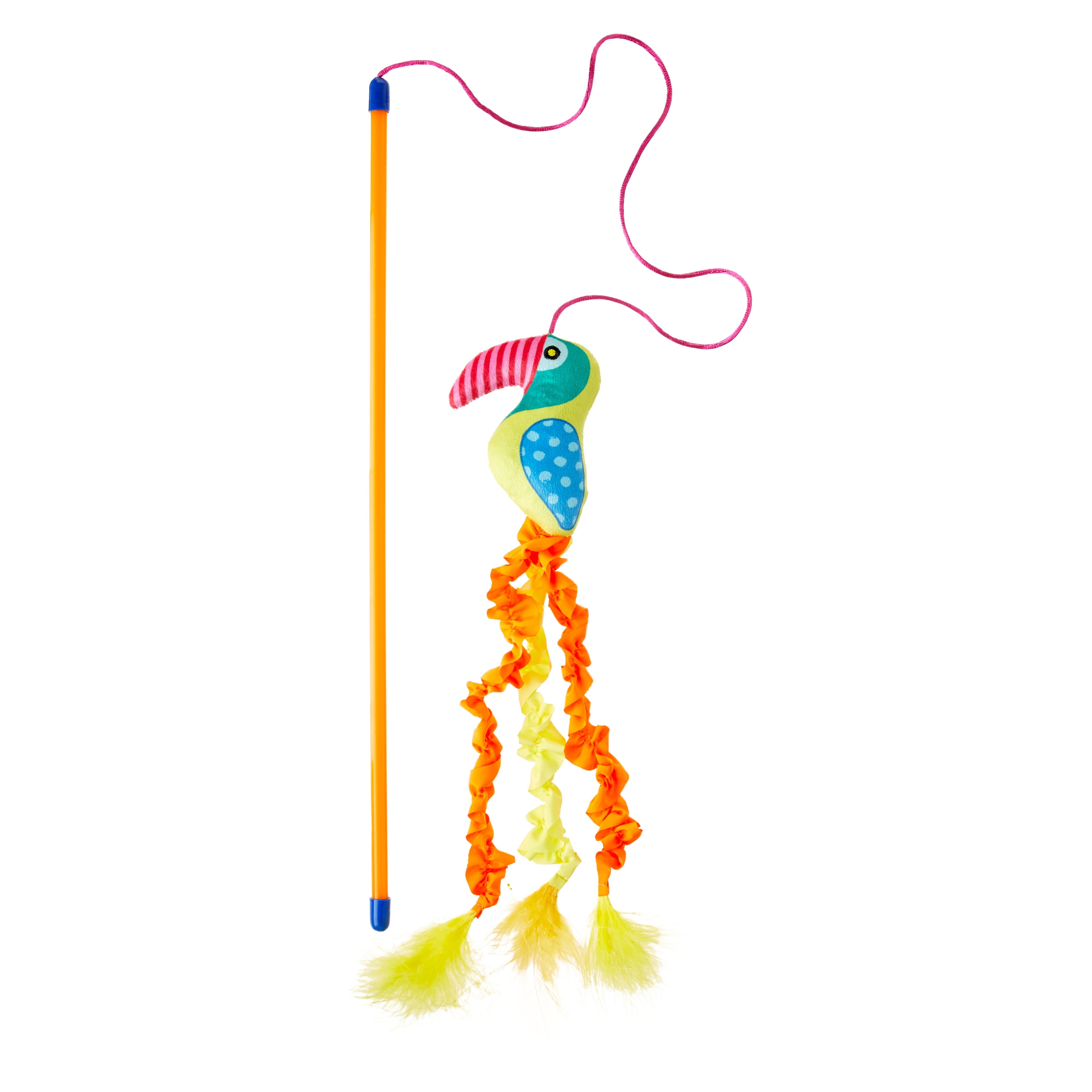 Vibrant Life Parrot Wand Teaser Cat Toy with Catnip, 18"