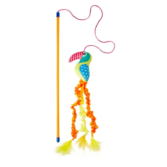Vibrant Life Parrot Teaser Wand Cat Toy with Catnip, Multicolor, 18"