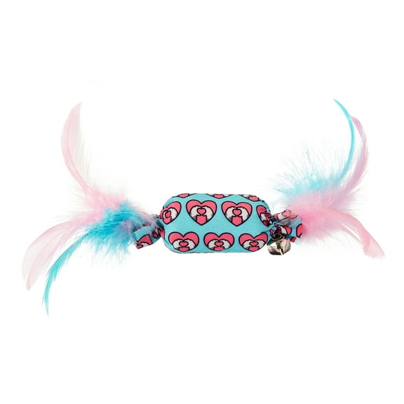 Vibrant Life Catnip Candy Cat Toy with Feathers and Bell, Red