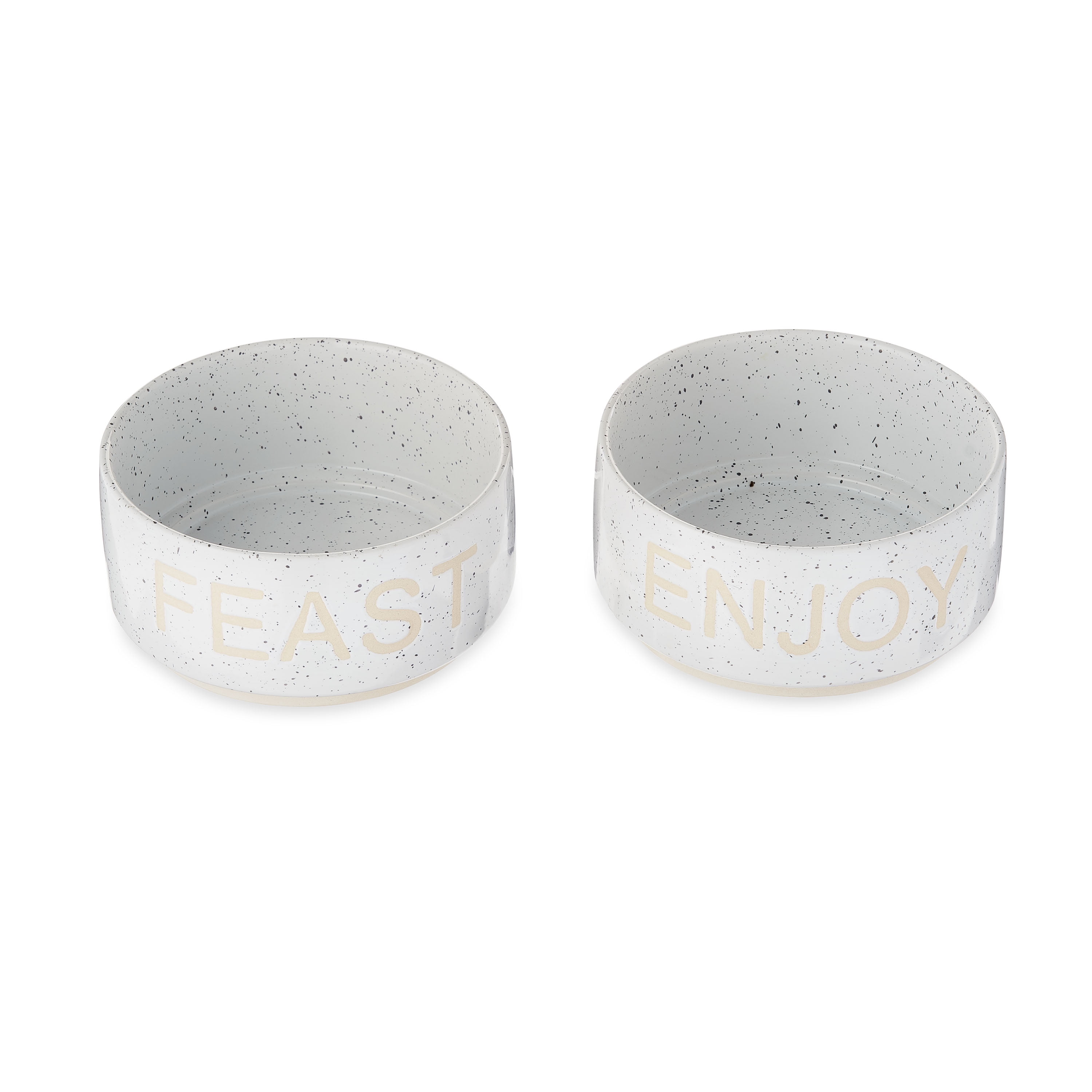 Vibrant Life Ceramic Pet Bowls for Dogs, White, Set of 2