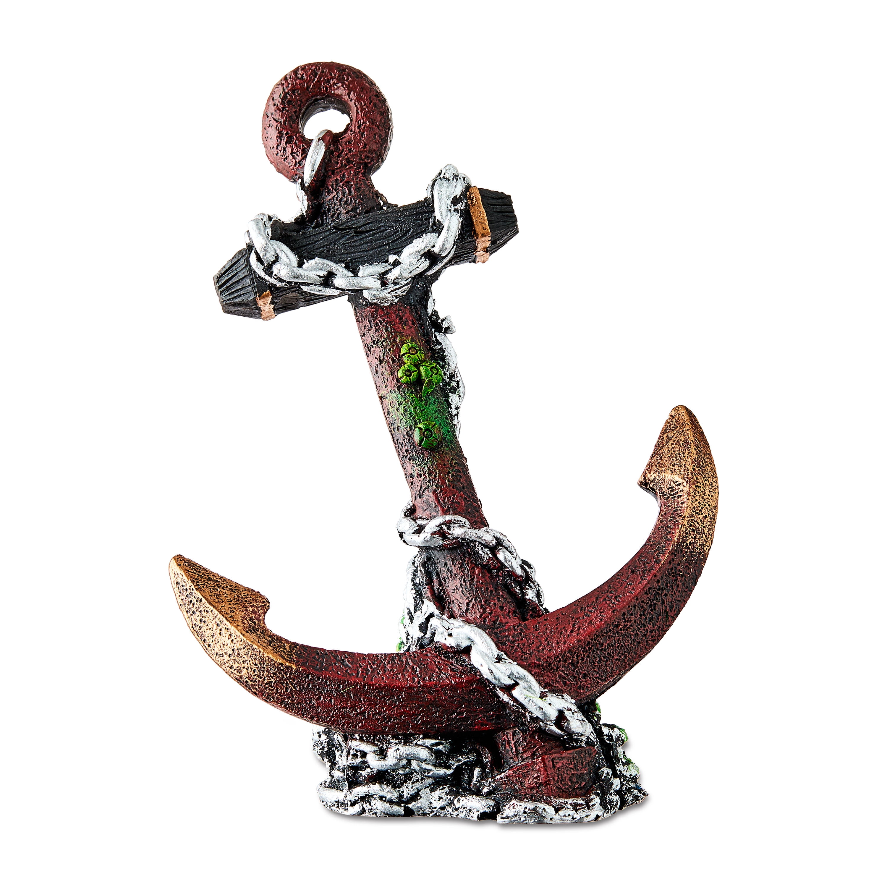 Vibrant Life Chain Anchor Polyresin Aquarium Decor, Bronze/Gold/Silver, 4.5" x 3.5" x 5.75"