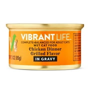 Vibrant Life Chicken Dinner Grilled Flavor Cuts in Gravy Wet Cat Food, 3 oz Can