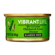 Vibrant Life Chicken & Liver Dinner Classic Pate Wet Cat Food, Grain-Free, 3 oz Can