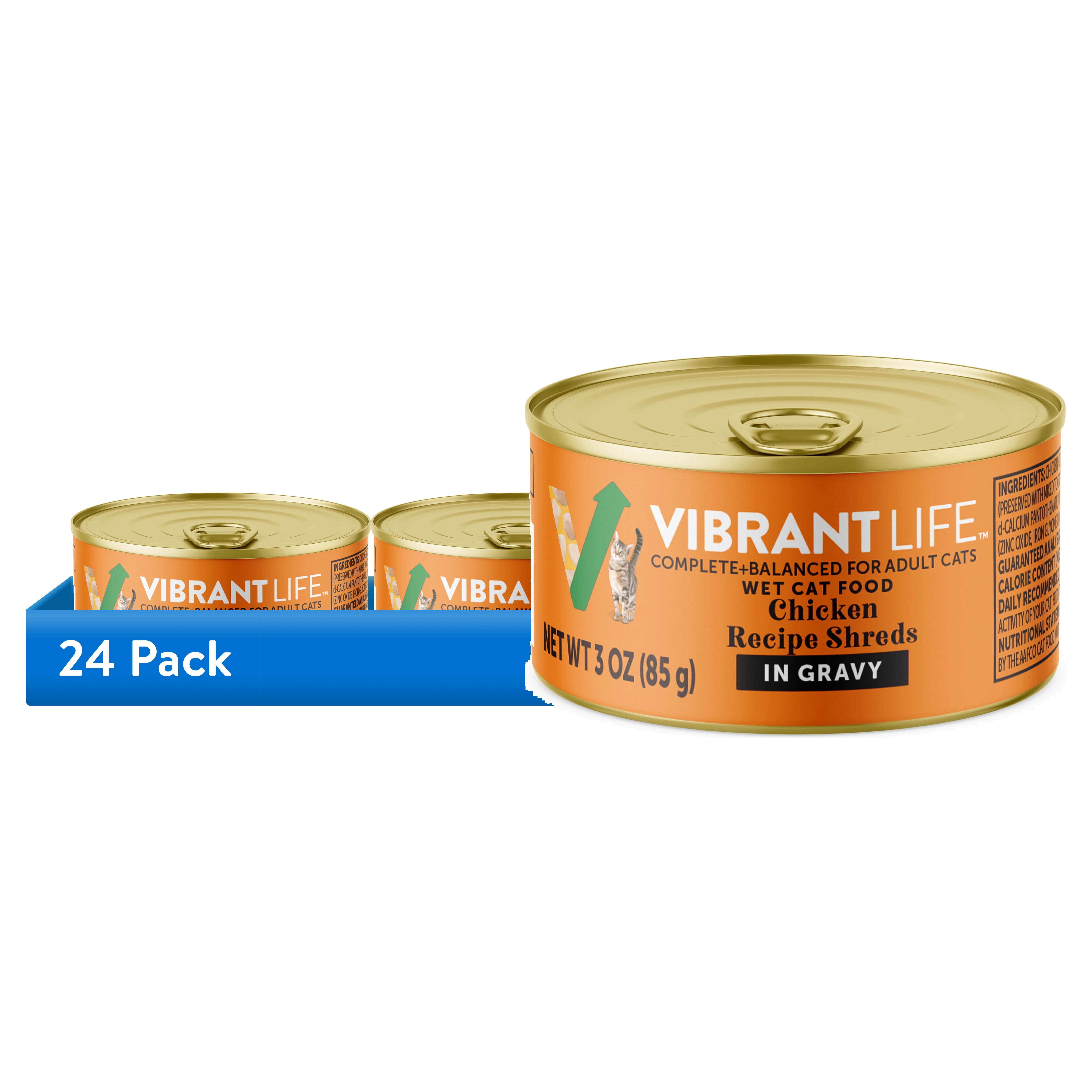 (24 pack) Vibrant Life Chicken Shreds Wet Cat Food, 3 oz Can