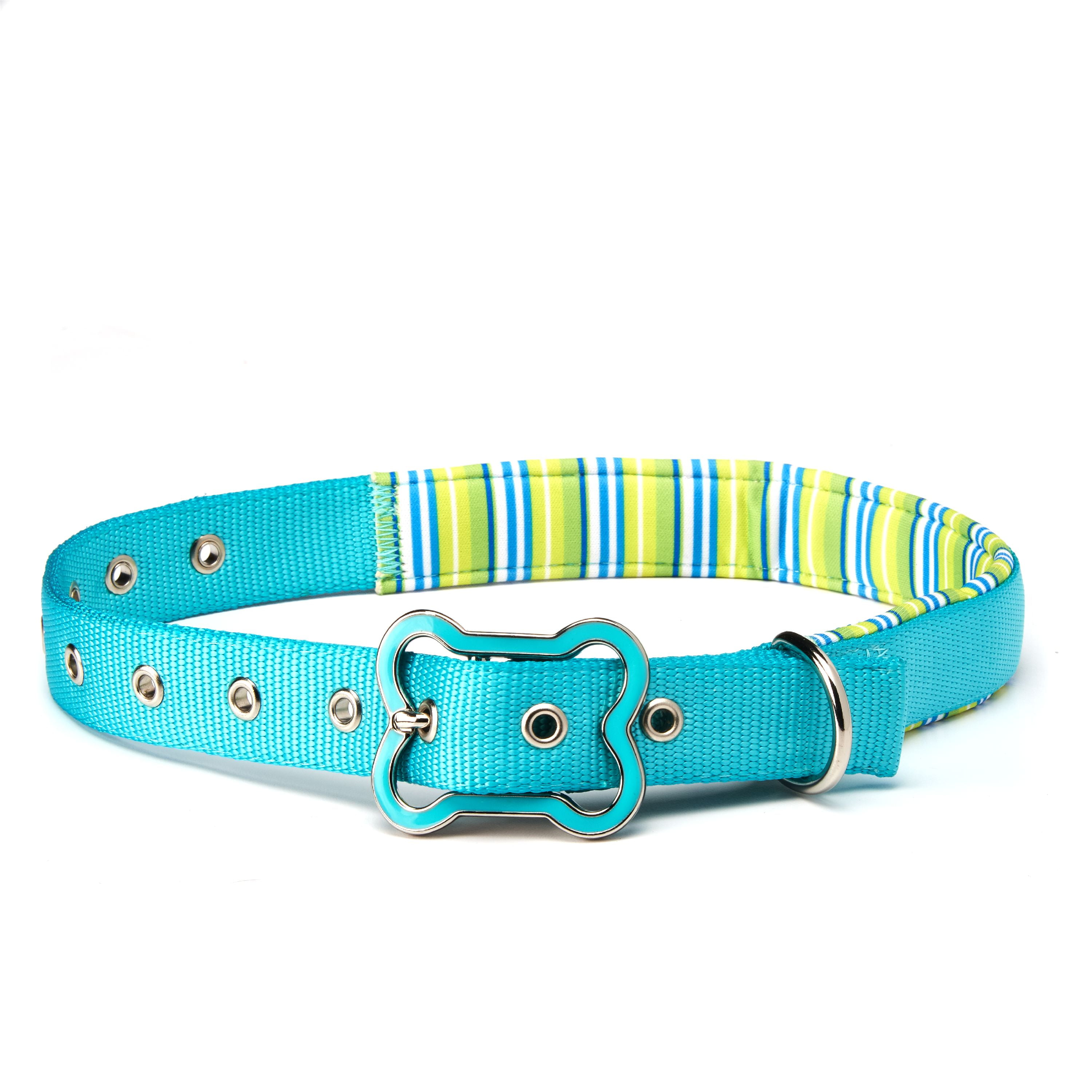 Shop Teal Damask, Snap On Dog Collar