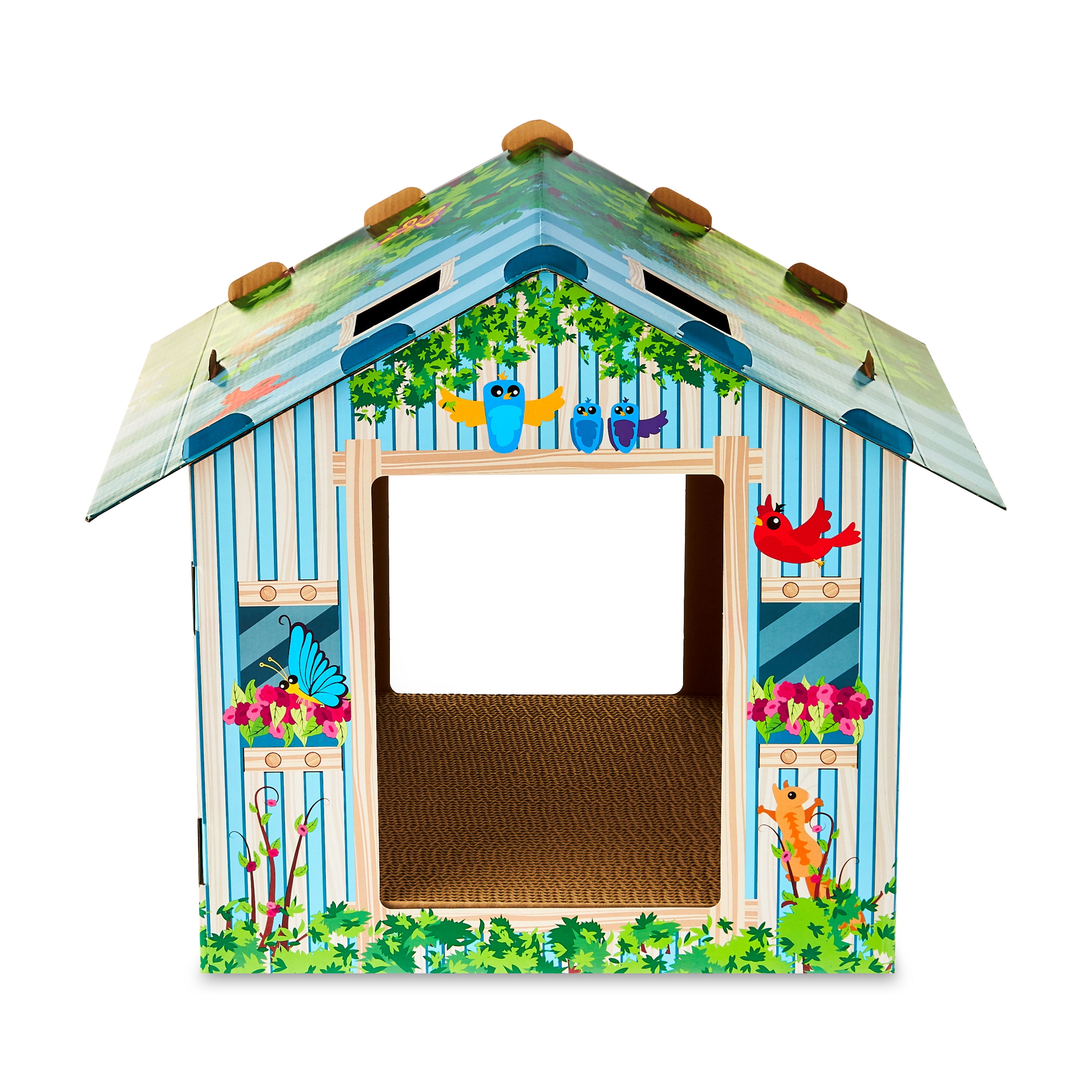Vibrant Life Corrugated Cardboard Cat Scratching Pad, Indoor Tree House, Multicolored, O/S