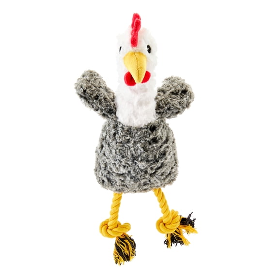 Vibrant Life Cozy Buddy Chicken with Rope Plush Dog Toy, Chew Level 3 Moderate