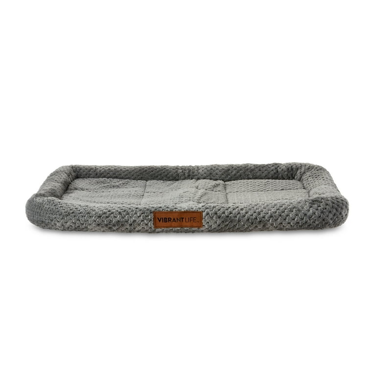 【PELLICULE】 mat leather taste jk Vibrant Life Cozy Luxe Crate Mat Pet Bed, Gray, 30 Inches