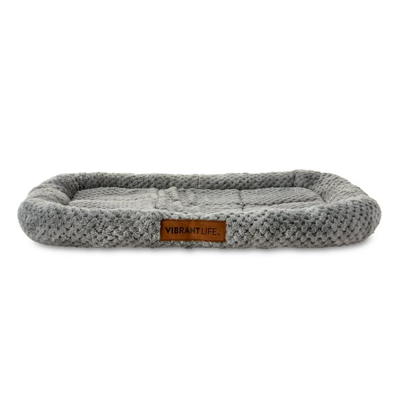 Vibrant Life Cozy Luxe Crate Mat Pet Bed, Gray, 24 Inches