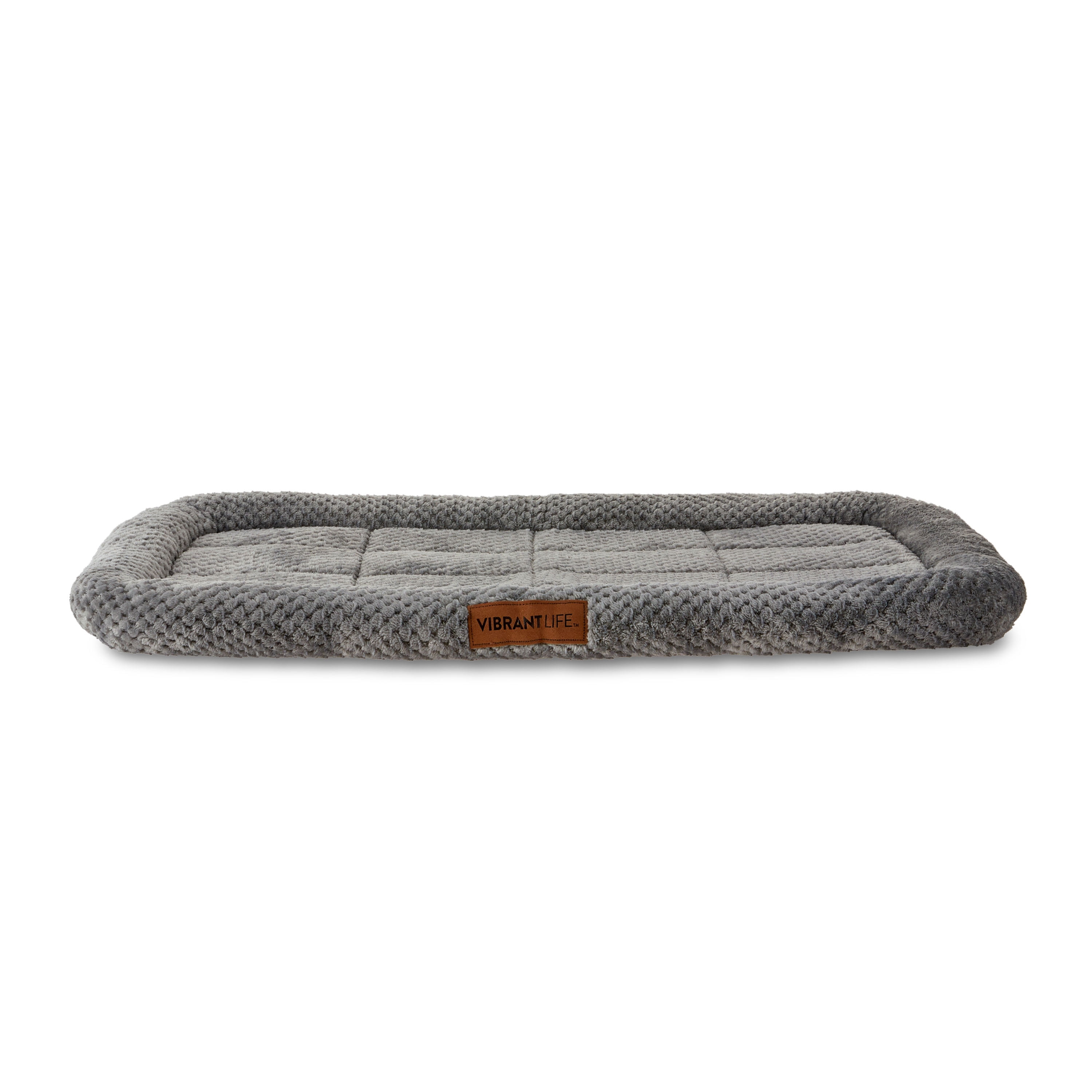 Vibrant Life Cozy Luxe Crate Mat Pet Bed, Gray, 36