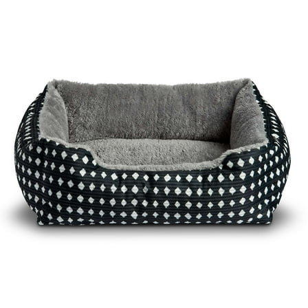 Vibrant Life Dog Bed, Cat Bed, Puppy Bed, Plush Cuddle Bed for Small Breeds, 19" x 15",Black & White Diamonds