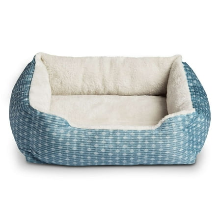 Vibrant Life Dog Bed, Cat Bed, Puppy Bed, Plush Cuddle Bed for Small Breeds, 19" x 15", Blue and White