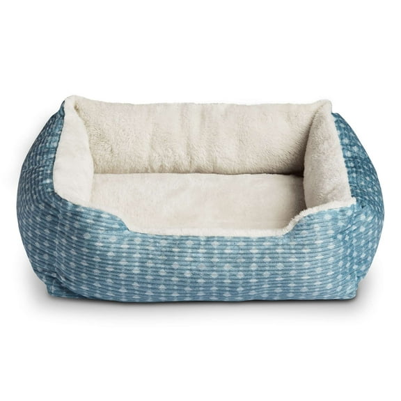 Vibrant Life Dog & Cat Bed, Plush Cuddler, Portable, Blue & White, 19" × 15"