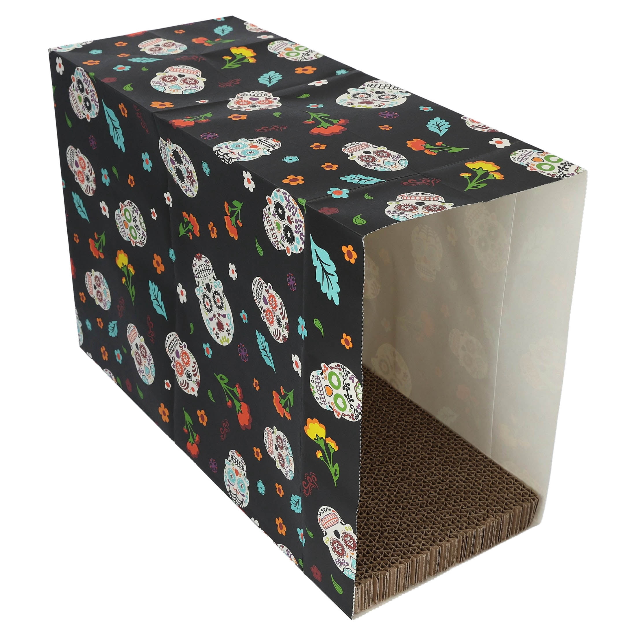 Vibrant Life Day of the Dead Halloween Paper Bag with Cat Scratching Pad and Catnip, Black