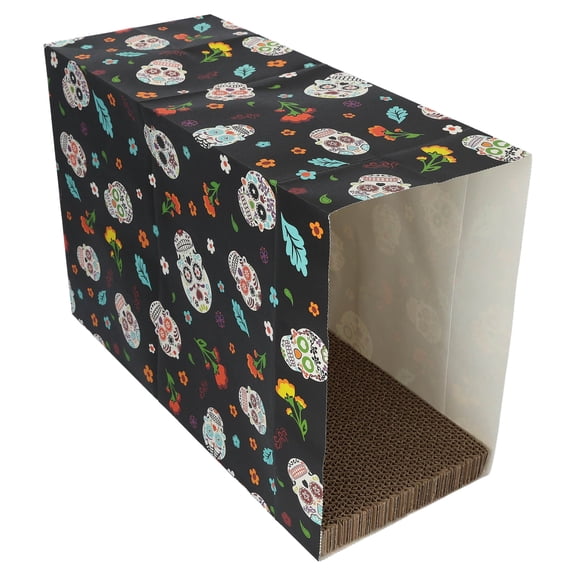 Vibrant Life Day of the Dead Halloween Paper Bag with Cat Scratching Pad and Catnip, Black
