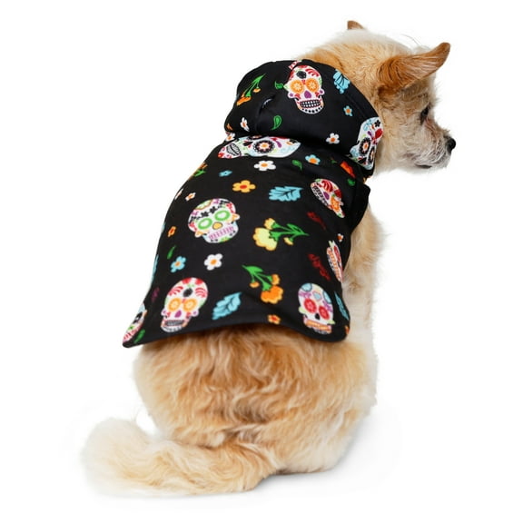 Vibrant Life Halloween Hoodie for Dogs & Cats, Day of The Dead, Black, Extra Small