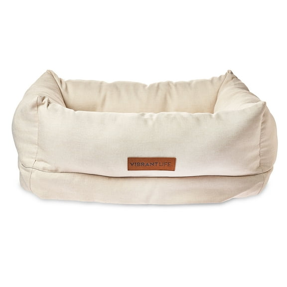 Vibrant Life Deluxe Orthopedic Pet Bed, Beige, Small Dog Bed, 18 inches x 24 inches, for Small Dogs