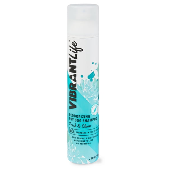 Vibrant Life Deodorizing Dry Dog Shampoo, Fresh & Clean, 7 fl oz
