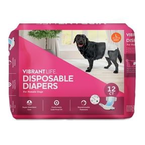 Vibrant Life Disposable Dog Diapers for Female Dogs, Large, 12 Count