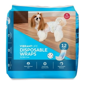 Vibrant Life Disposable Dog Wraps for Male Dogs, Small, 12 Count