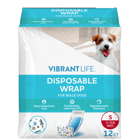Vibrant Life Disposable Male Wraps for Dogs - Sm 12ct