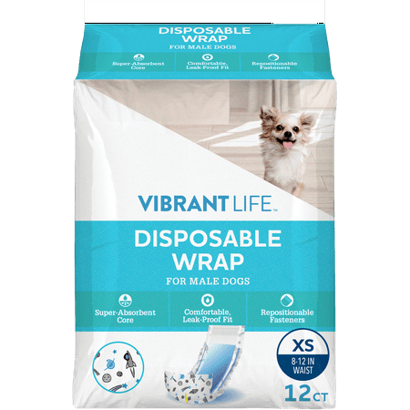 Vibrant Life Disposable Male Wraps for Dogs - XS - 12 Ct