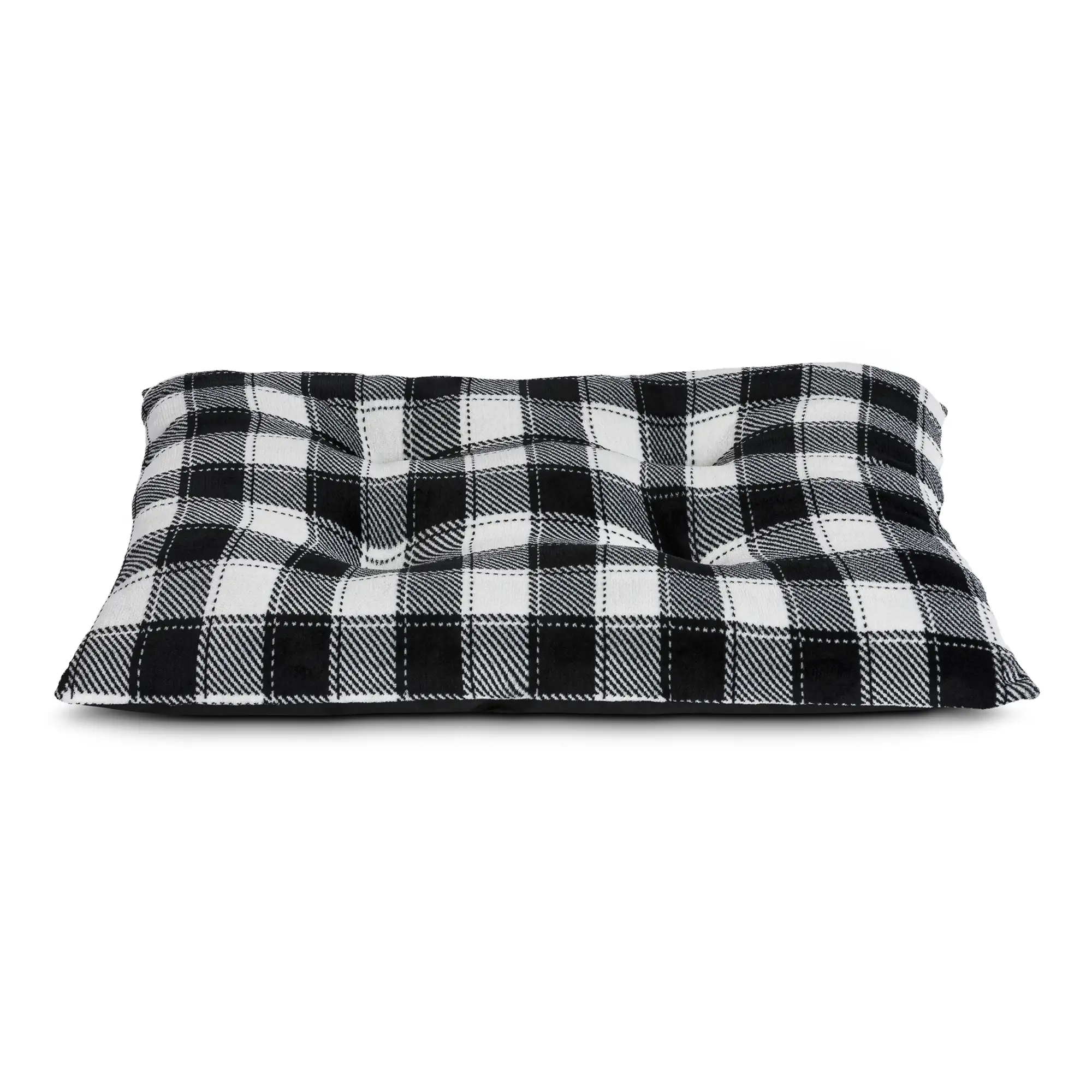 Vibrant life dog bed plush tufted white buffalo plaid medium