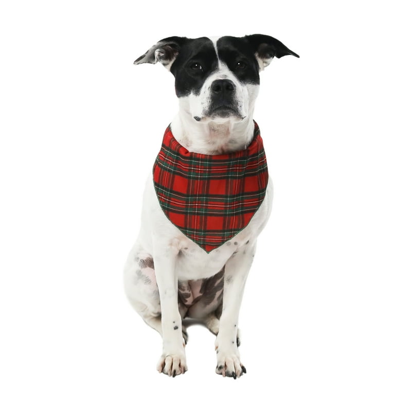 Vibrant Life Dog Clothes Red Green Plaid Dog Bandana Size M L