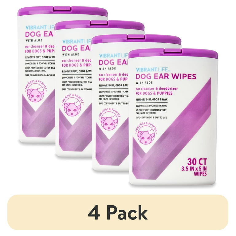 4 pack Vibrant Life Dog Ear Wipes with Aloe 30 Count Walmart