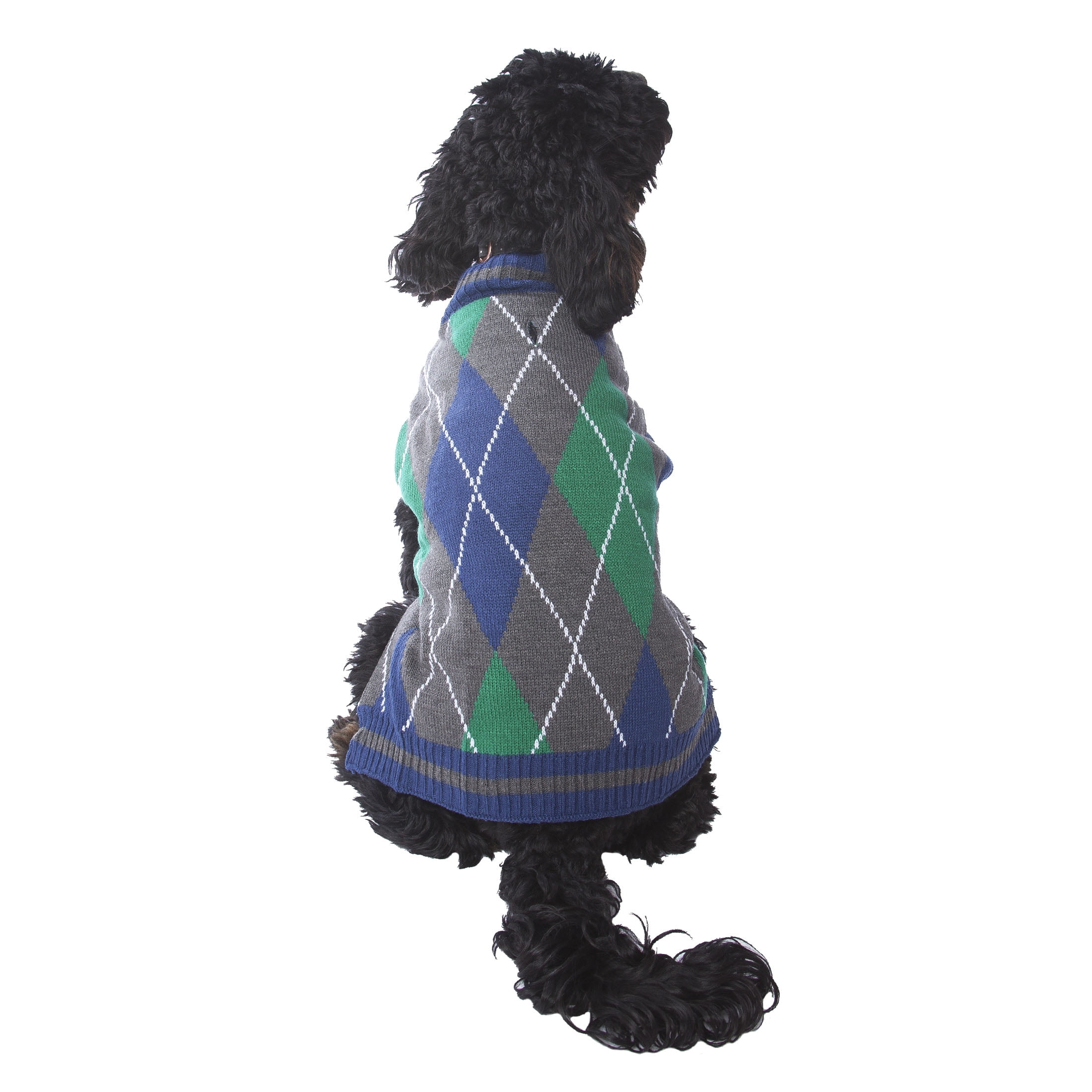 Vibrant Life Dog Sweater Argyle Green-Medium