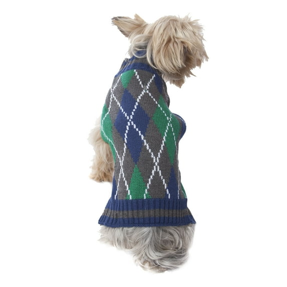 Vibrant Life Dog Sweater Argyle Green, x-Small