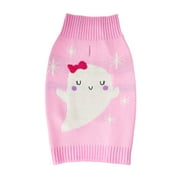 Vibrant Life, Dog and Cat Clothes, Happy Ghost Halloween Pet Sweater, Pink, Size XS