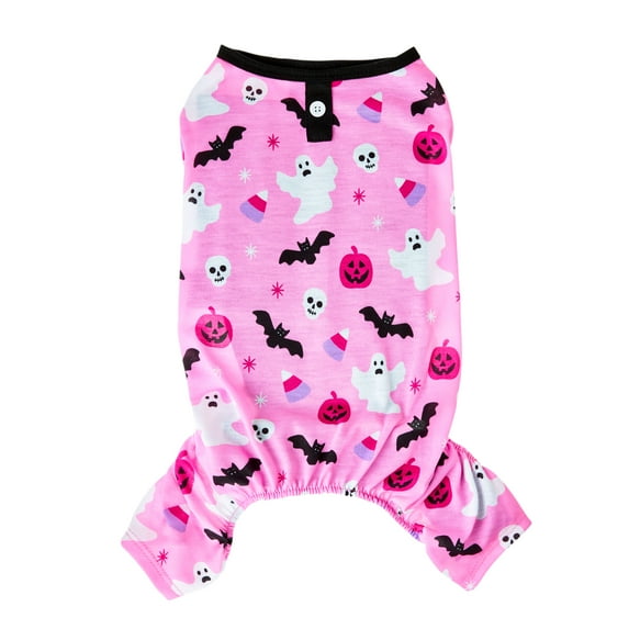 Vibrant Life, Dog and Cat Clothes, Spooky Surprises Halloween Pet Pajama, Pink, Size Small