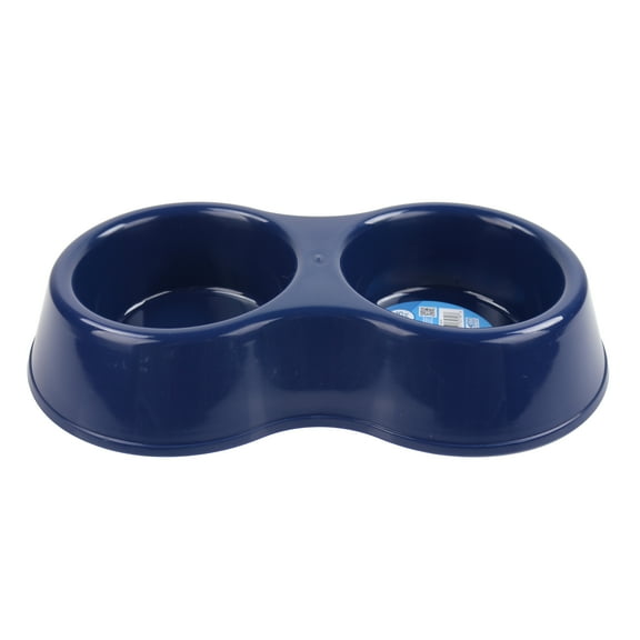 Vibrant Life Double Dog Feed and Water Bowl, Blue, 6.25 Cup Capacity
