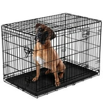 Vibrant Life Double-Door Foldable Metal Wire Dog Crate with Divider, XX-Large, 48"