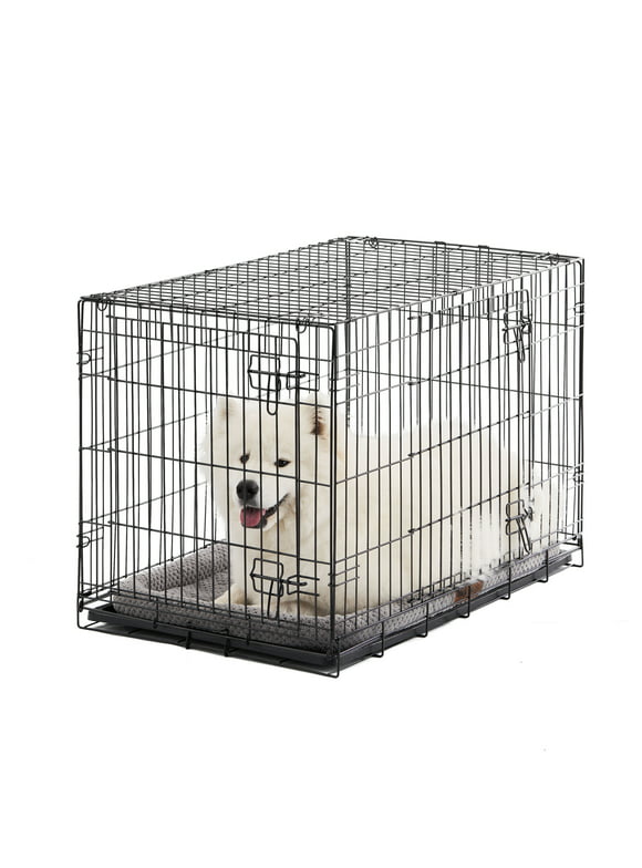 Vibrant Life Double Door Metal Wire Dog Crate with Leak-Proof Pan and Divider，36 inch