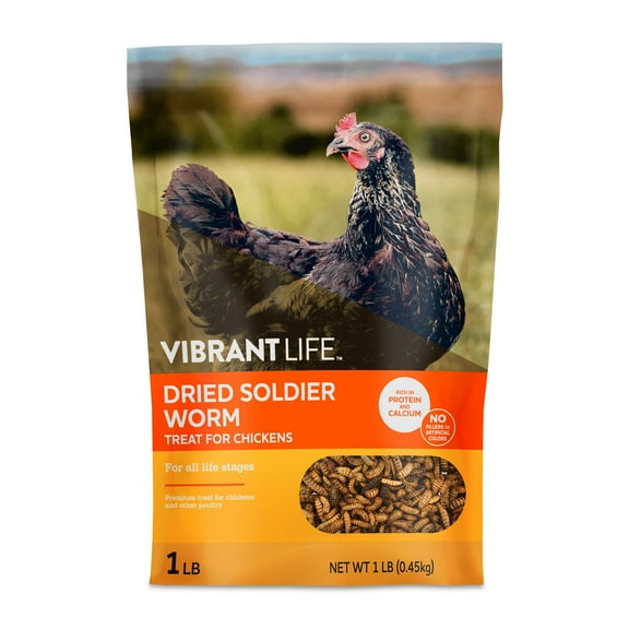 Vibrant Life Dried Soldier Worm Treats for Chickens, 1 lb Bag