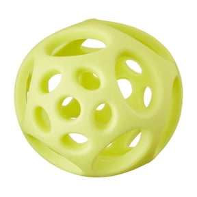 Vibrant Life Durable Rubber Yellow Lattice Ball Dog Toy, Chew Level 3, Medium