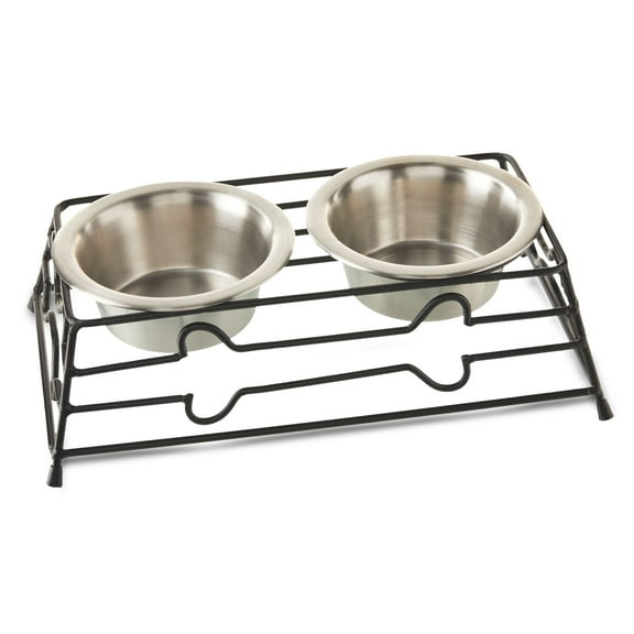 Vibrant Life Elevated Dog and Cat Metal Diner with Stainless Steel Bowls, Small, 12.68 fl oz