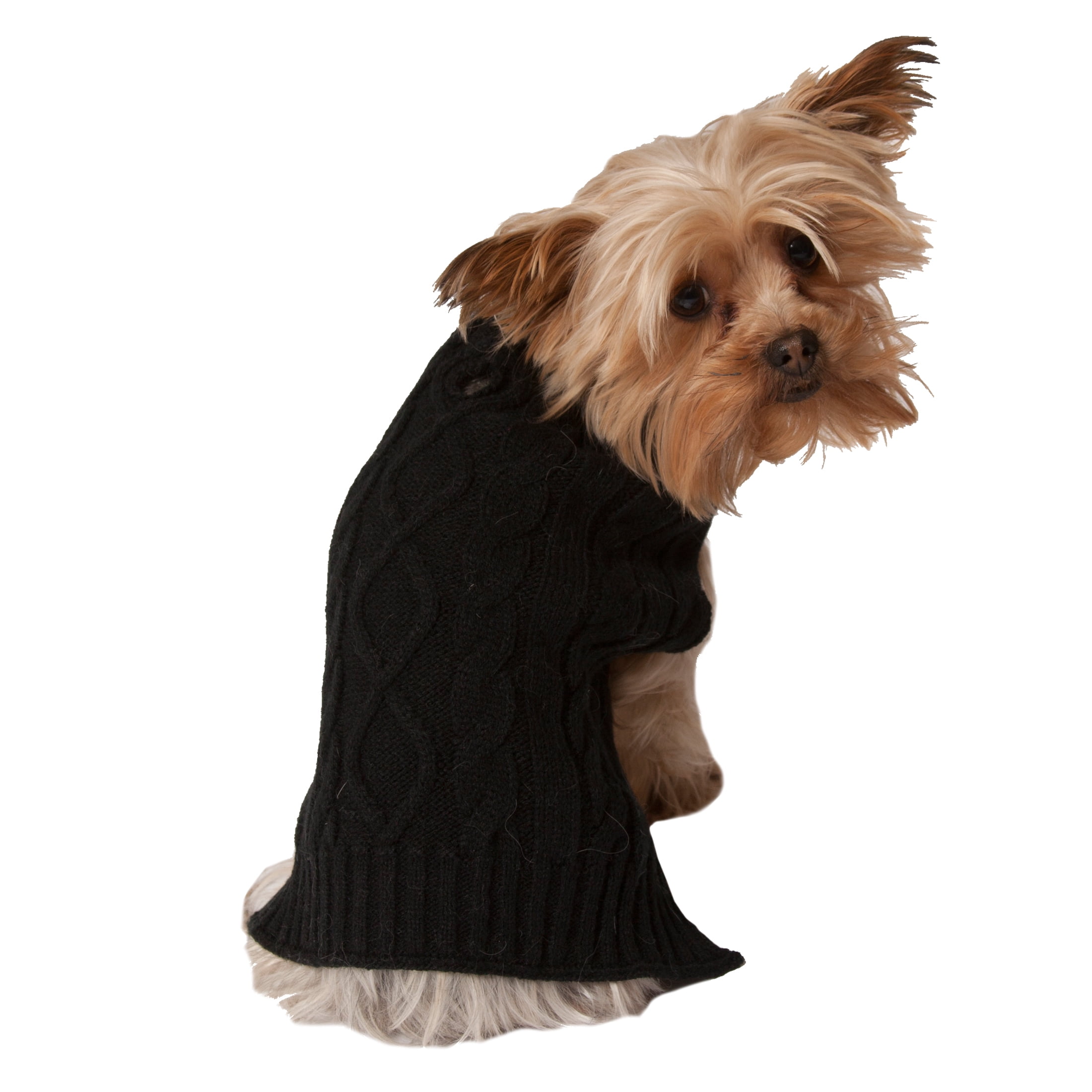 Vibrant Life Fall Black Cable Knit Dog Sweater
