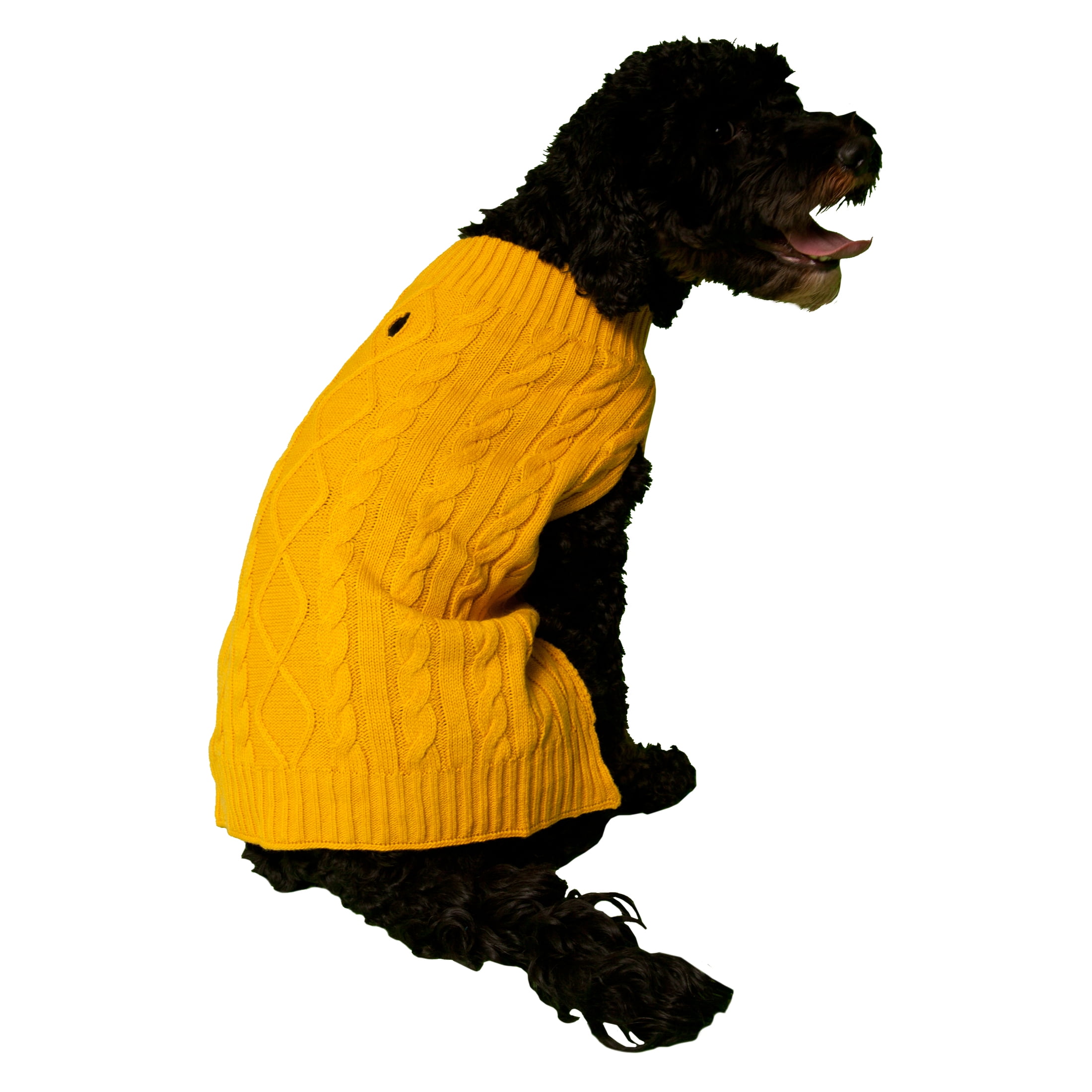 Vibrant Life Fall Mustard Cable Knit Dog Sweater