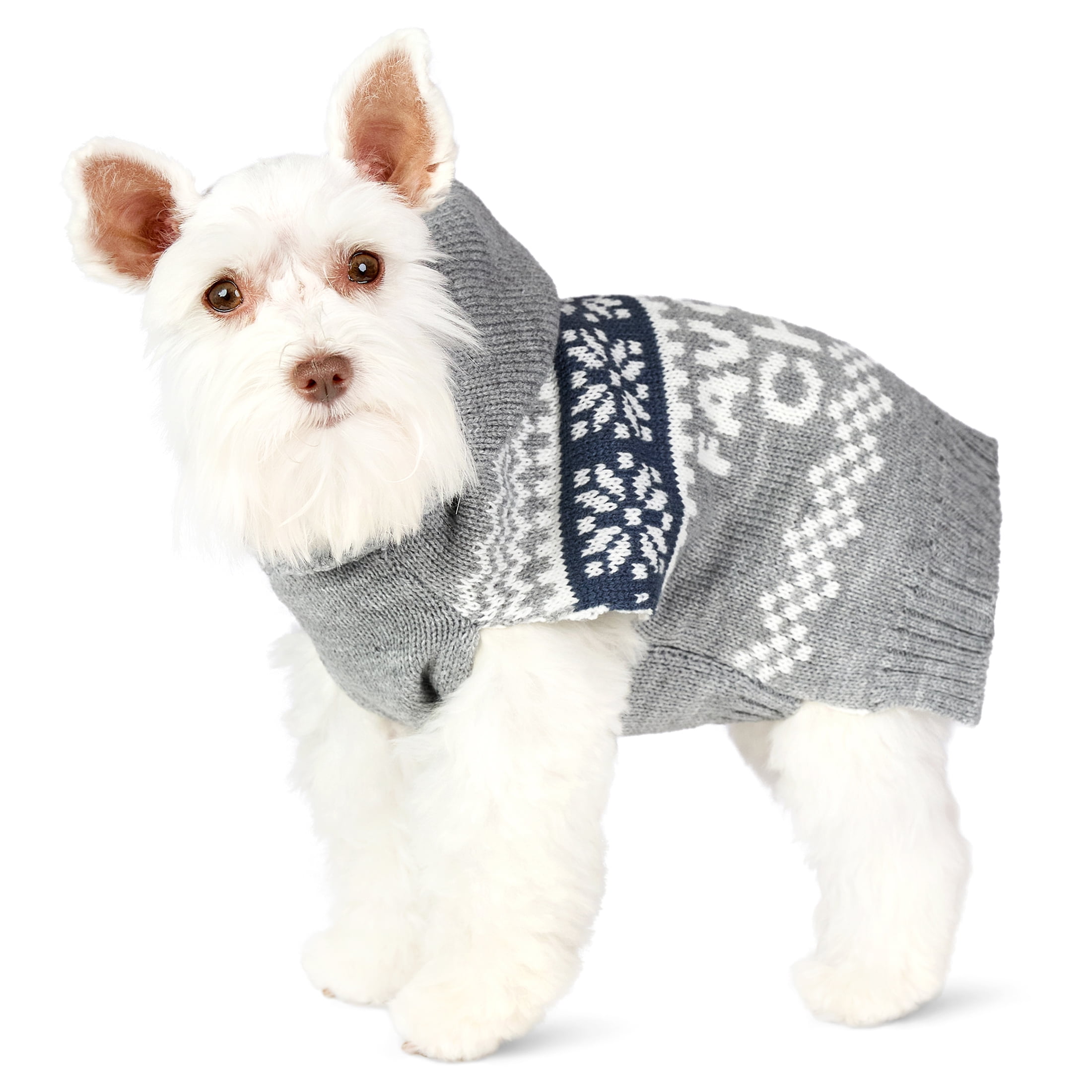 Vibrant Life Holiday Hooded Pet Sweater for Cats & Dogs, Favorite Child, Gray, Extra Small